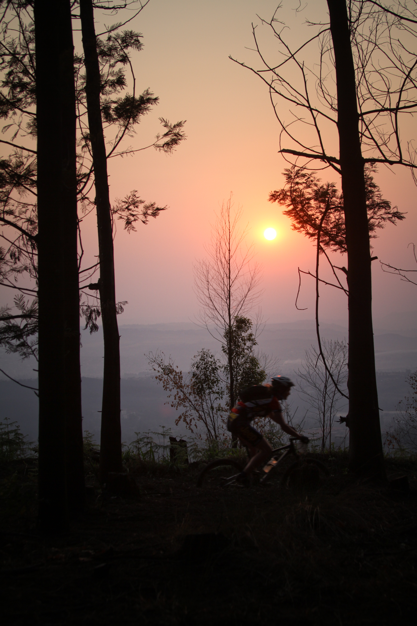 MTB riders at sunset